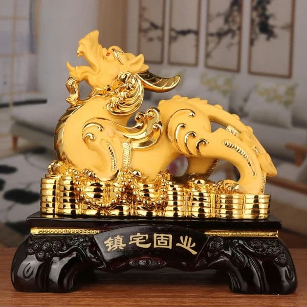 Feng Shui Lucky Animal Pixiu Resin Ornaments Crafts Sand Gold Office Home Decor