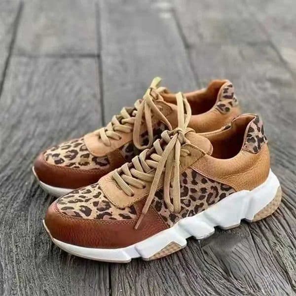 2025 Spring Womens Ankle Shoes Casual Leopard Shoes for Women Platform Ladies Sneakers Low Top Lace Up Womens Tennis Shoes XJ250712