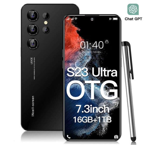 I15 I16 5G Mobile Phone 7.3inch S23 Ultra High Specification 3+64 Fast Charging OTG Side Fingerprint Unlock