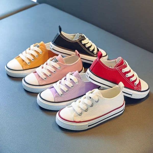 100% Cotton Shoes Toddler Kids Classic Lace Up Soft Bottom Non Slip Flat Board Shoes Lightweight Breathable Walking Shoes XJ250712