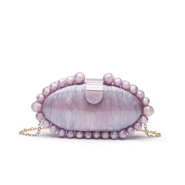 Elegant Pearl White Marble Acrylic Clutch Bag - Minimalist Womens Shoulder Crossbody Evening Purse for Dinner Party 250708