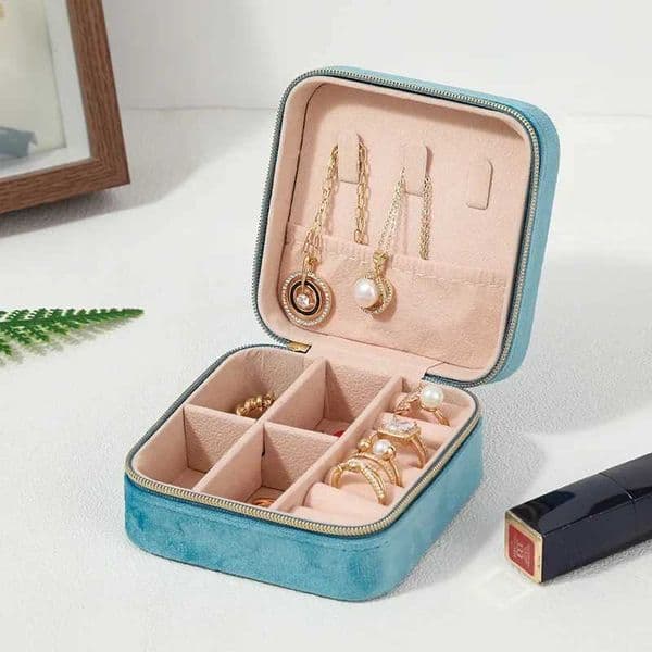 Velvet Jewelry Box for Women Necklace Ring Earrings Organizer Holder Travel Portable Zipper Square Jewelry Storage Case Z250712