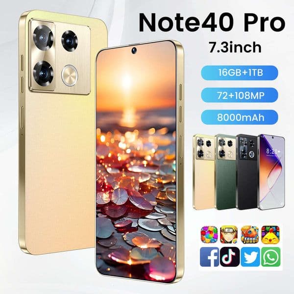 A2 I15 I16 5G 2025 New Hot Note40 Pro 7.3inch Phone 16+1TB Fast Charging Android Smartphone