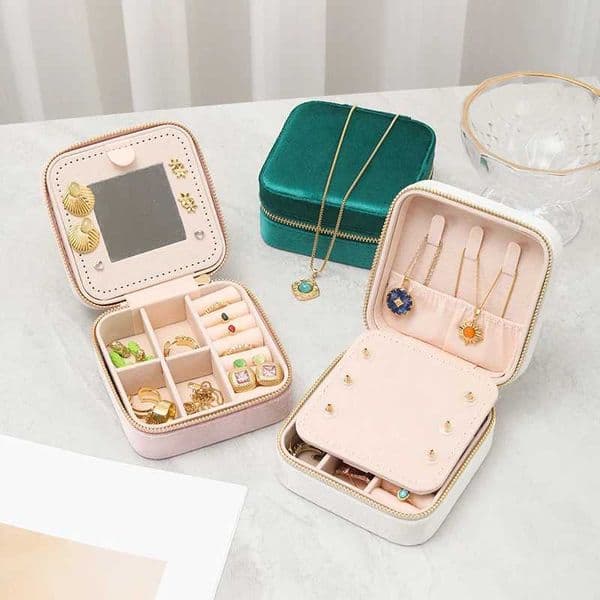 Velvet Jewelry Box For Women Storage Case Necklace Ring Earrings Travel Portable Zipper Boxes Gifts for Girlfriends Z250712