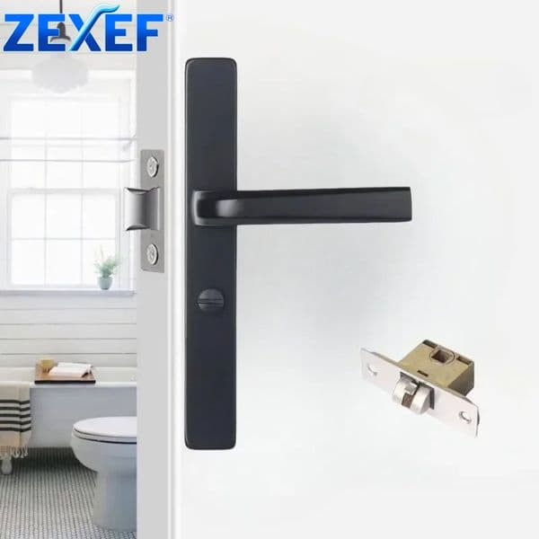 ZEXEF Black Extremely Narrow Edged Door Frame Balcony Bathroom Kitchen Bathroom Single Tongue Handle and Door Lock