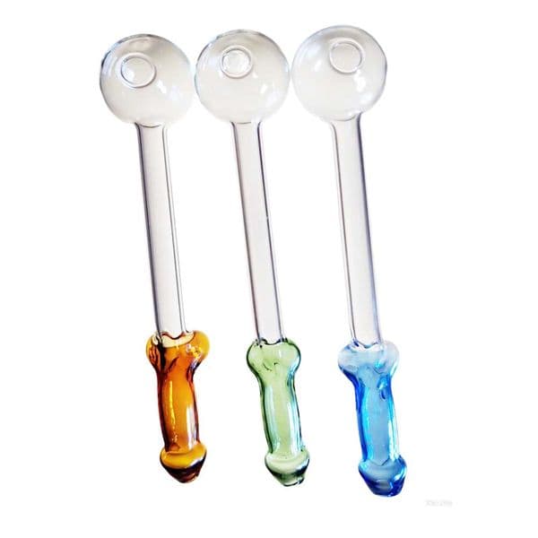 2026 New Oil Burner Smoking Pipes With Colorful Mouthpiece Glass Pipe 5.9 Inch Long Free Shipping