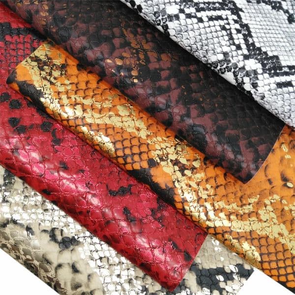 Metallic Snake embossed faux leather for bags garments and upholstery Vintage Solid Synthetic Leather Sheets or Mini Rolls C012