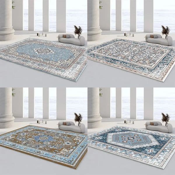 Classic National Luxury Carpets Living Persian Red Blue Home Decor Rugs Bedroom Skin-Friendly Comfortable Tea Table Mat WashableJ260519
