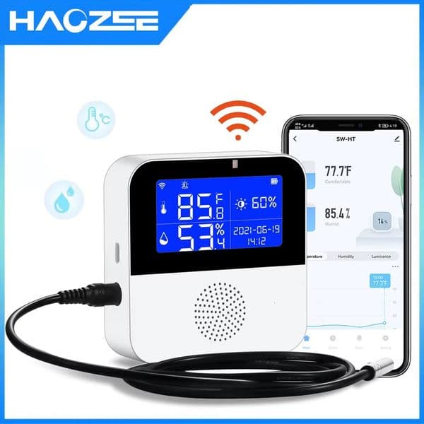 Haozee Tuya Smart WIFI Temperature and Humidity Sensor with Backlight LCD Display Indoor Thermometer Hygrometer Meter 250709
