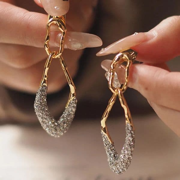Rhinestone pave irregular circle dangle earrings for women statement earrings minimalist dainty jewelry in 250711