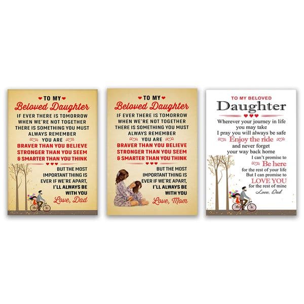 Gifts for Daughter I'll Always Be by Your Side Inspirational Quotes from Mom and Dad for Daughter Art Poster Gifts Home Decor
