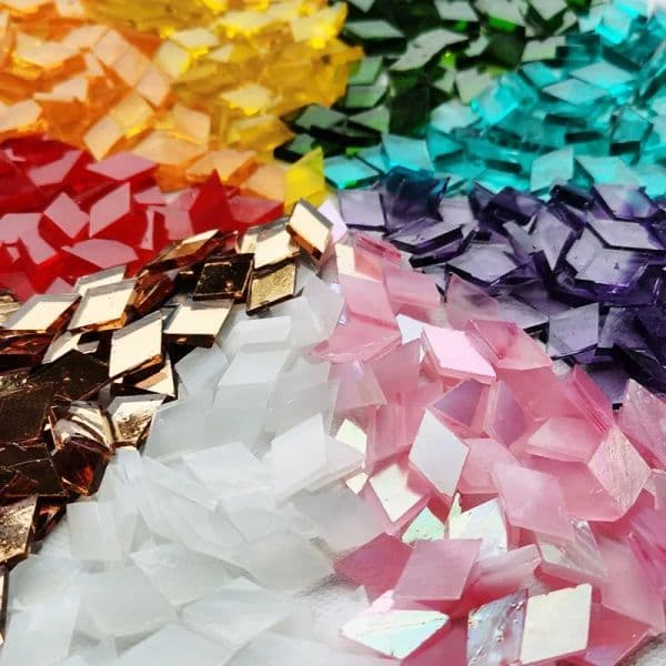 200g Diamond Shape Mosaic Tiles Multi Color Mosaic Piece DIY Mosaic Making Stones for Craft Hobby Arts Home Wall Decoration
