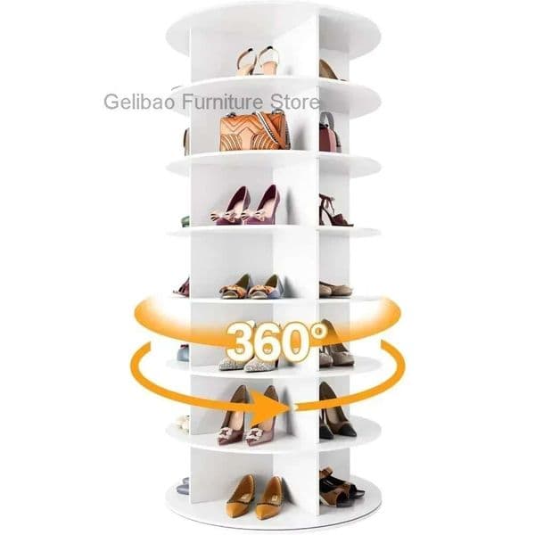 Shoe Rack 7-Tier Spinning, Free Standing Rotating Tower 360°, Easy To Assemble, Space-Saving,White Easy To Clean Shoe Cabinet