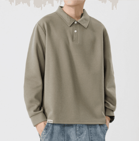 208 Men Long-sleeved Autumn and Winter Heavy Loose Solid Color Lapel Youth Casual