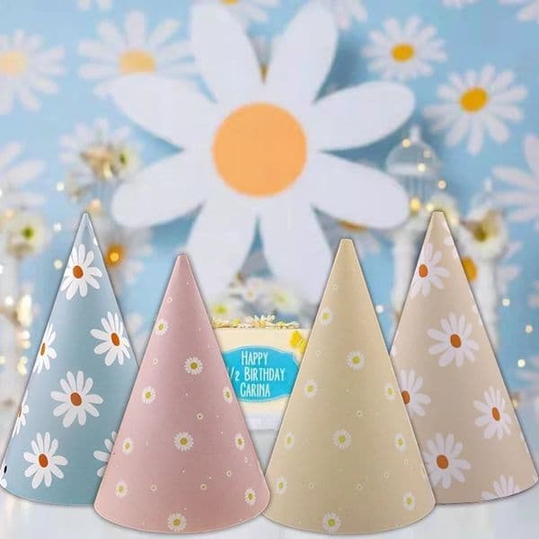 6Pcs Daisy Party Hats Pink Green Flower Paper Hat For Shower Daisy Themed Birthday Party Decorations s Gifts Supplies 250712
