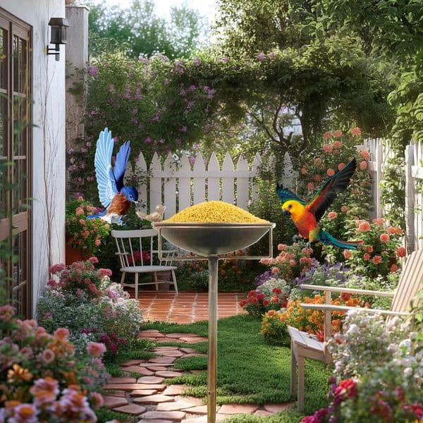 Standing Bird Bath Metal Bird Bath Standing For Outside Patio Balcony Yard Use Iron Art Statue Antiqued Water Bowl For