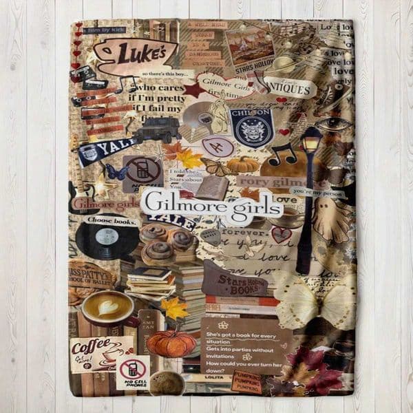 Gilmore Girls Themed Flannel Throw Blanket Glam Style Mixed Color Digital Print All-Season Cozy Soft Polyester X2507141