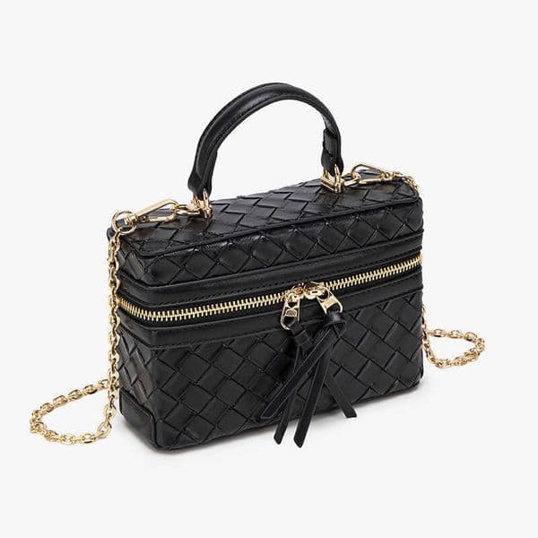 2025 Korean Fashion Woven Pattern Box Double Zipper Simple Crossbody Small Women's Handheld Shoulder Phone Bag