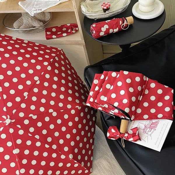 red polka dot umbrella womens fully automatic/manual sun umbrella dual-purpose sun and sun protection folding umbrella 250712