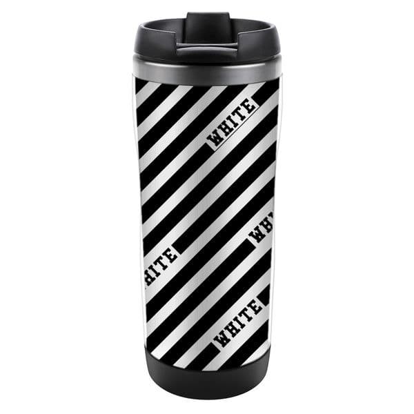 ddmythur Stainless steel water cup white and black line striped travel mug