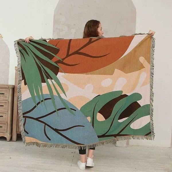 Rainforest Tiger Color Geometric Pattern Sofa Throw Blanket Abstract Decorative Hanging Tapestry Blankets Rug Home Decor X2507141