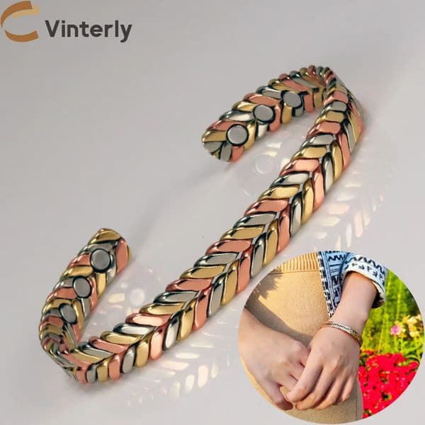 Vinterly Pure Copper Bracelets Women Braided Magnetic Therapy 9mm Adjustable High Magnets Cuff Bangles Resizable Jewelry Female 250712