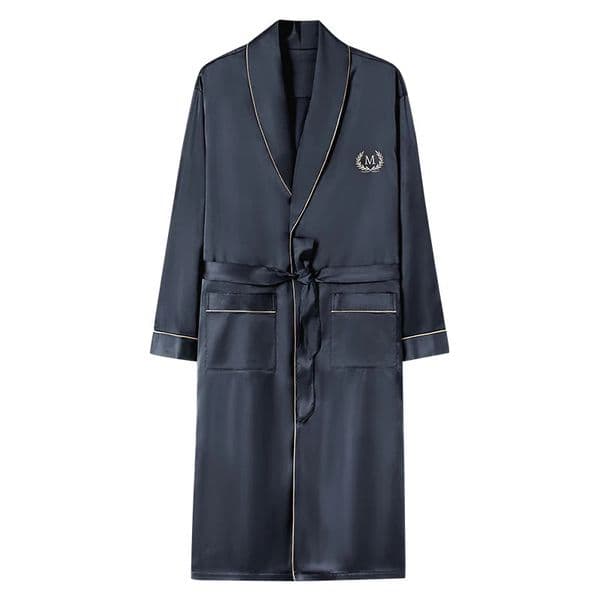 Solid Long Robe Men Autumn Long Sleeve Silk Satin Bathrobe Male V-neck Sexy Dressing Gown Mens Homewear Spring Spas Bath Robe 250710