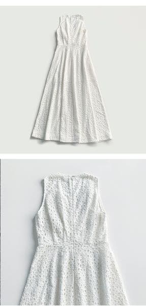 (311) Hollow heavy embroidery niche deep V sleeveless waist hollow large skirt atmospheric dress dress
