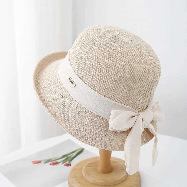 2025 Korean Womens Summer Sun Hat Bow Knitted Hat Spring Protection Warm Sunshade Foldable Adjustable Outdoor Travel Daily W250715