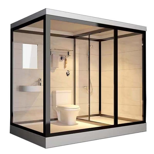 Simple matte black framed shower room, overall shower room, hotel homestay project, home decoration, real estate, shower screen partition