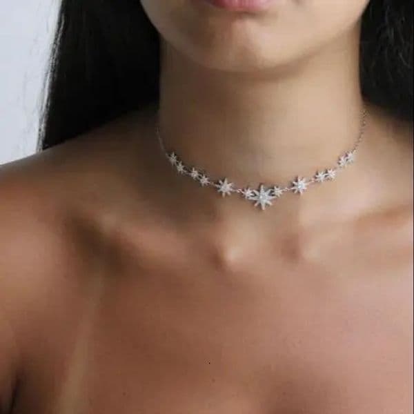 Summer Fashion Iced Out Bling Cz Star Starburst Charm Nchoker Necklaces For Women Delicate Charm Statement Jewelry Wholesale 250711