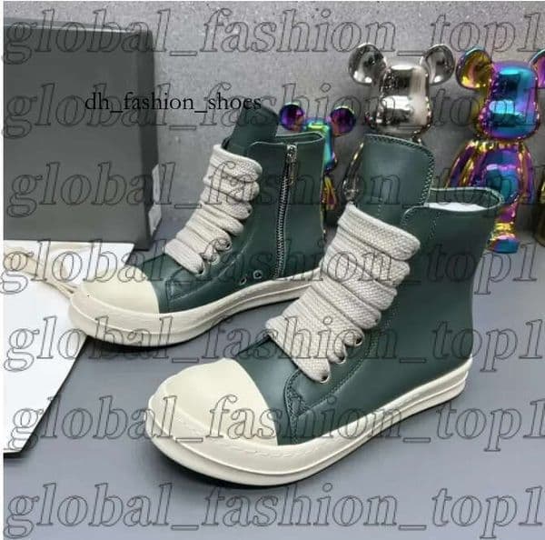 rickowen shoes High quality neutral luxury designe rmen and women casual boots with high top leather details, black canvas outdoor shoe size 35-47 rickshoes rick 4f7