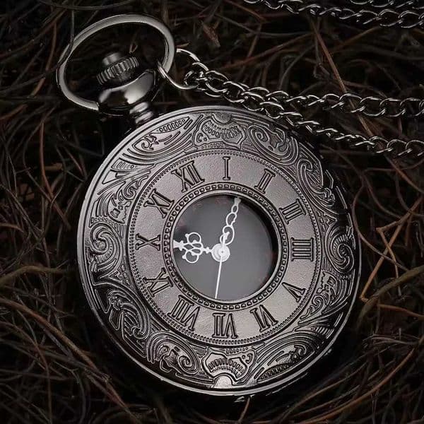 Vintage Steampunk Gift Necklace Pendant Black Roman Numerals Quartz Mens Pocket Watch with Chain for Boyfriend Z250714