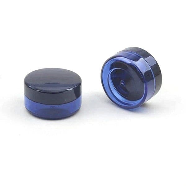 10g 15g 20g Blue Cream Jar Lotion Container With Black Lids Cosmetic Screw-on Cap PS Mini Empty Clear Sample Plastic