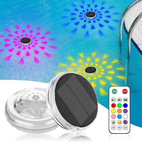 Pool Lights Solar Rechargeable Floating Pool Lights That Float with Remote Control 9 Lighting Timing Modes IP67 Waterproof X250715
