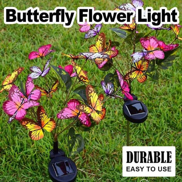 Solar LED Butterfly Flower Light Lights for Outdoor Garden Patio Lawn Ground Pathway Stake Lamp Decor Decoration Yard Waterproof X250715