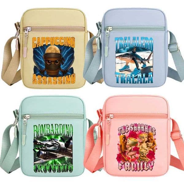 Tralalero Tralala Crossbody Bags Kids Tungtung Sahur Brainrot Travel Organization Shoulder Bag Children Outdoor Sport Pouch Gift X250715