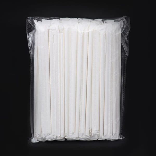 Disposable Paper Straws White Plain Drinking Straws Party Restaurant Dinner