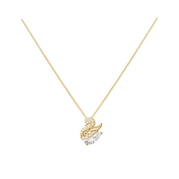 Gold - Toned Crystal - Encrusted Swan Pendant Necklace Elegant Daily And Special Occasions Gift For Her High - Quality Fashion Jewelry 1e2
