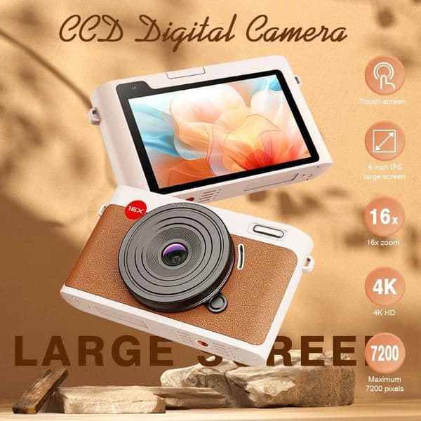 7200W Pixel HD Dual Camera Auto Focus Camera with WiFi Transmission CCD Digital Camera 4 inch Touch Screen Retro Entry-level CameraXJ250715