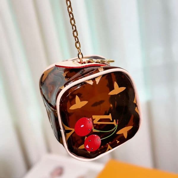 Tm Cube Women Square Coin Mini Cherry Charm Turtle Zipper Key Pouch Designer Purse Keychain Wallet Storage Bag Small Earphone Box