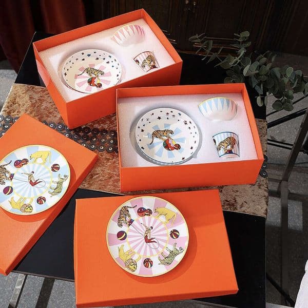 Children's Bone China Tableware Set Circus Cartoon Creative Bowls Cute Cups Snack Plates 1235