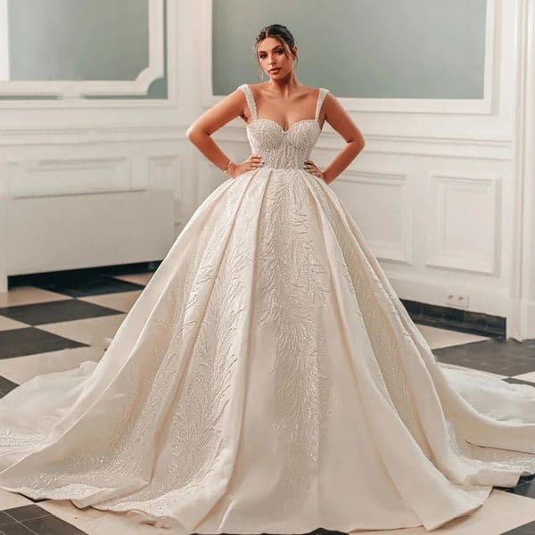 2026 Gorgeous Church Wedding Dresses Spaghetti Straps Sequins Beading Lace Princess Bride Dress Vestidos De Novia