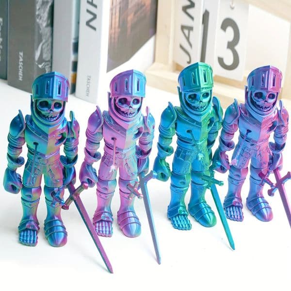 3D Printed Skull Warrior Models with Flexible Joints Vibrant Color Medieval Knight Statues - Durable Plastic Desktop Decor 250712