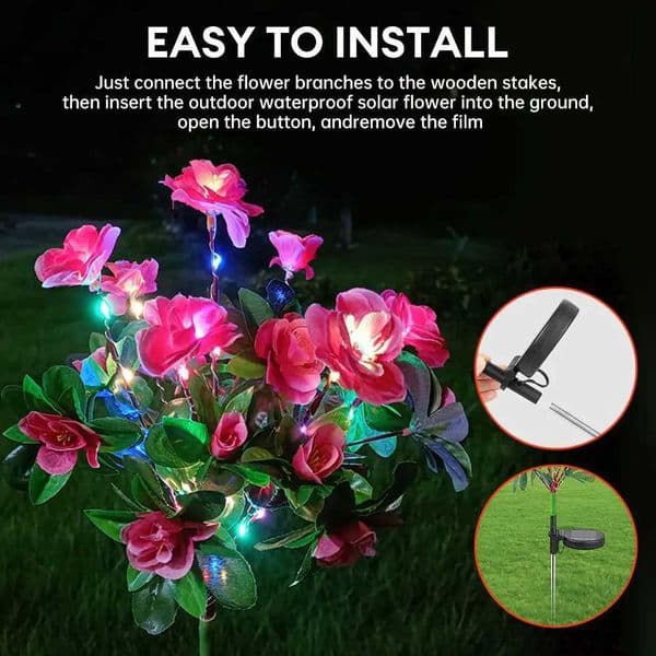 LED Solar Azalea Flowers Garden Lamp Home Decorative Light Landscape Orchid Rose Lamp Yard Lawn Path Holiday Wedding Lights X250715