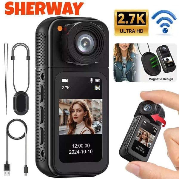 Thumb 2.7K Mini Wifi Action Camera 180° Rotate Sport Cam DV Cycling Recorder Magnetic Attraction Outdoor Small Camcorder