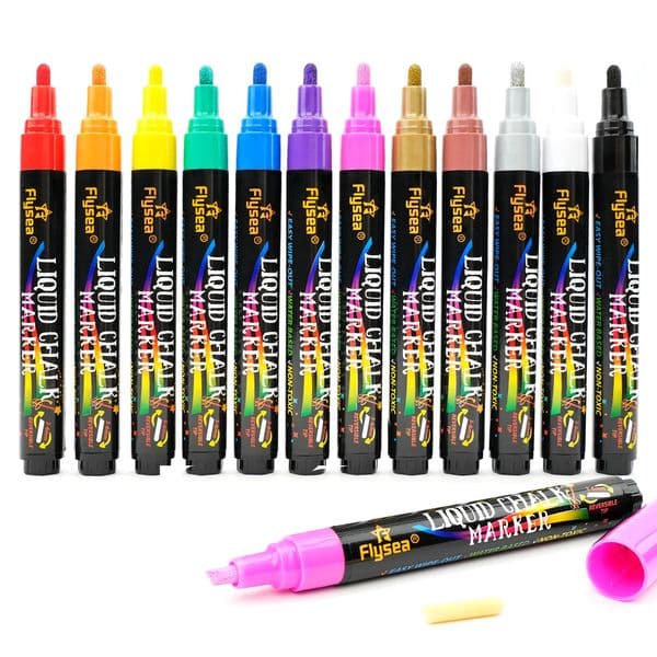 12PCSSet Liquid Chalk Marker Pens Erasable LED Writing Board Glass Window Art 12 Colours Marker Pens 250715