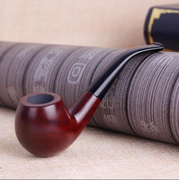 New red sandalwood curved hammer, pipe, sandalwood portable male smoking set, detachable wooden filter pipe