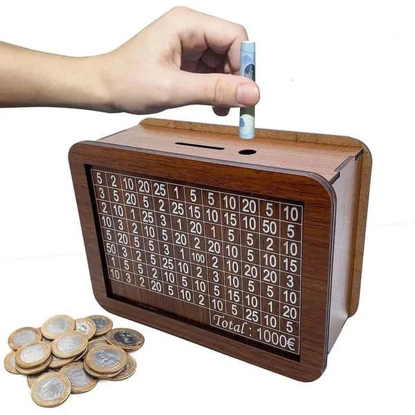 1pc Money Wood Box Piggy Bank Wood Money Bank Reusable Money Box with Saving Goal and Numbers Money Boxes Money Drawer 250709