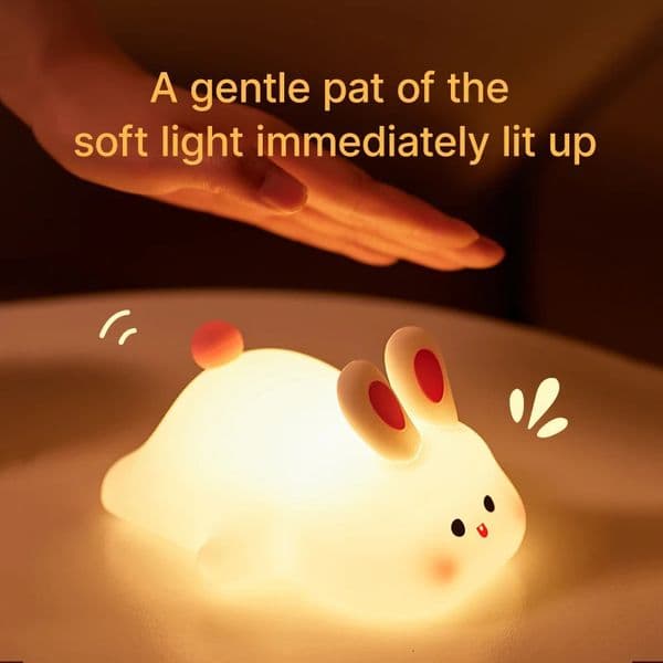 Cute Rabbit Rechargeable Silicone Night Lamp Touch Sensor Big Face Rabbit Light Timing USB Light for Kids Gift Party Decor 250715